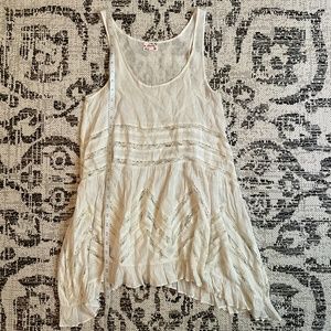 Free People "VOILE AND LACE TRAPEZE SLIP" Dress Tunic xsmall Sheer